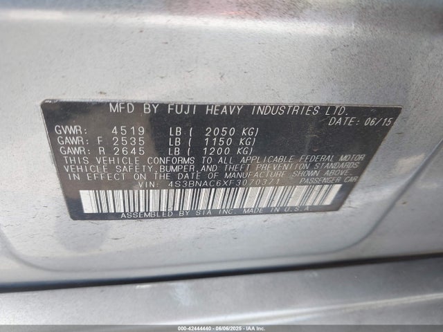 4S3BNAC6XF3070371 Subaru 2.5l u5