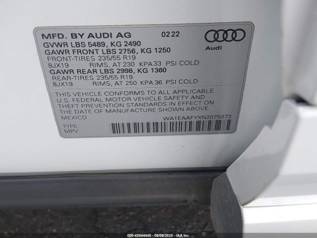 2022 AUDI Q5 WA1EAAFYXN2075073 Photo 8