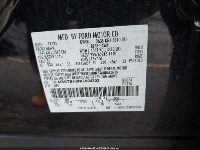 2022 FORD EXPLORER 1FMSK7BH0NGA04302 Photo 8