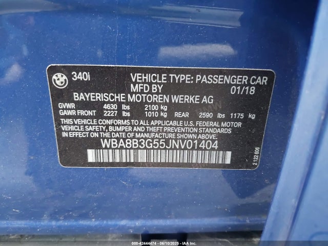 WBA8B3G55JNV01404 BMW 340i
