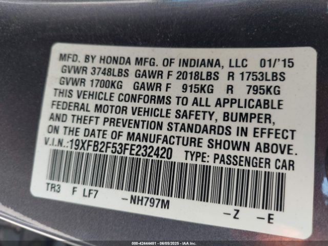 19XFB2F53FE232420 Honda Civic Lx