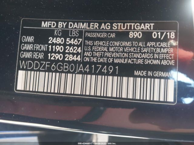 WDDZF6GB0JA417491 Mercedes-Benz E 400 4matic