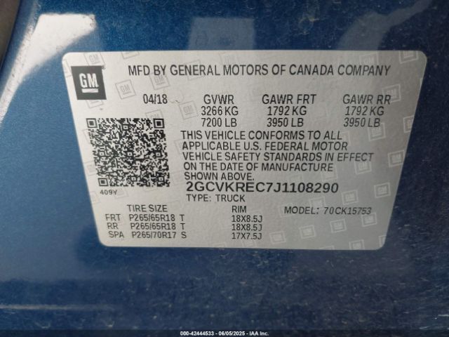 2GCVKREC7J1108290 Chevrolet l83 - sidi: spark ignited direct injection, vvt: variable valve timing, afm, e85 max, alum