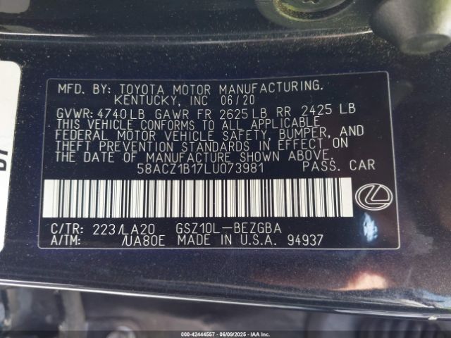 58ACZ1B17LU073981 Lexus 2gr-fks