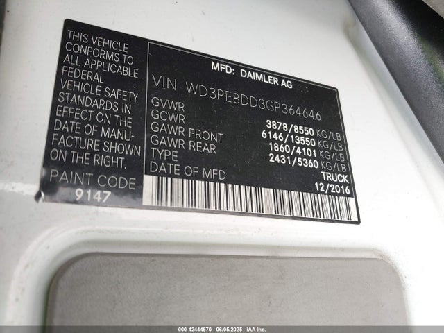 WD3PE8DD3GP364646 Mercedes-Benz Sprinter 2500 High  Roof/high Roof
