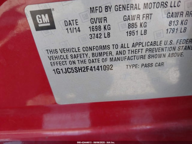 1G1JC5SH2F4141092 Chevrolet luw
