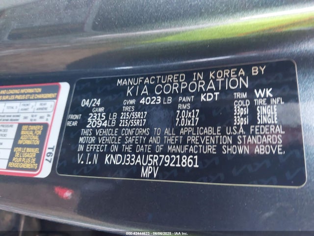KNDJ33AU5R7921861 KIA 2024