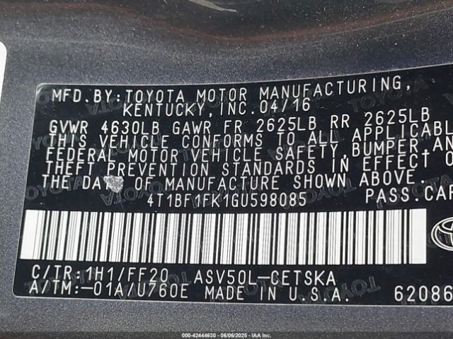 4T1BF1FK1GU598085 Toyota CAMRY SE