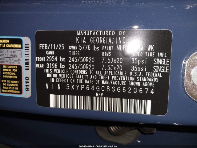 KIA gdi lambda ii 2025 5XYP64GC8SG623674 Image 9