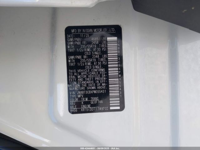 JN8BT3CBXPW355431 Nissan Rogue