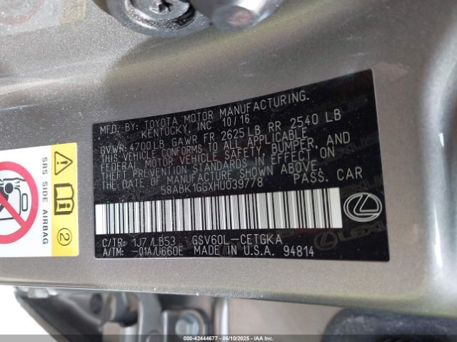 2017 LEXUS ES 350 58ABK1GGXHU039778 Photo 8