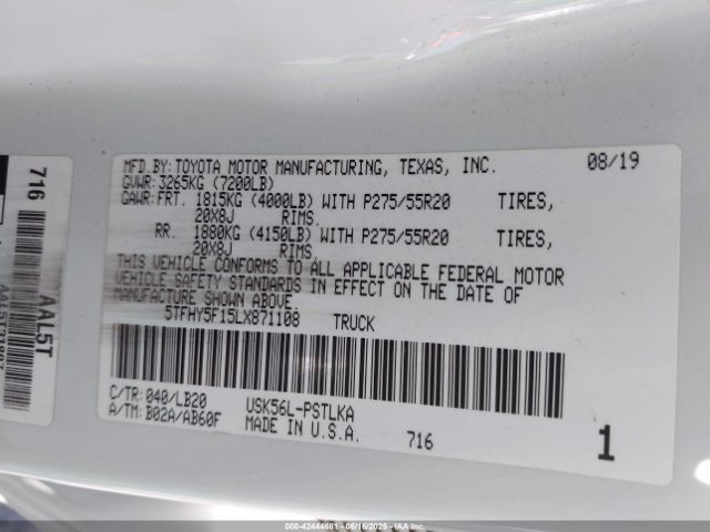 5TFHY5F15LX871108 Toyota 3ur-fe