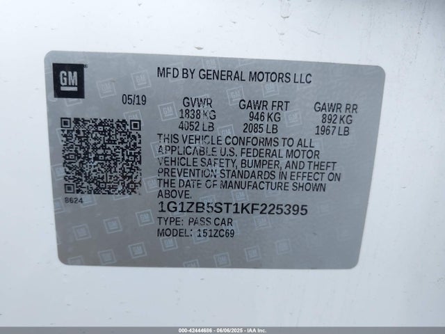 1G1ZB5ST1KF225395 Chevrolet lfv - direct injection, variable valve timing, gen 1