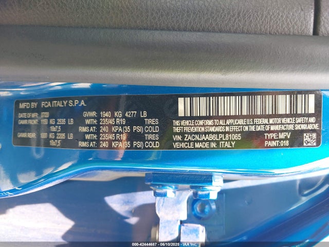 ZACNJAAB6LPL81065 Jeep 2020
