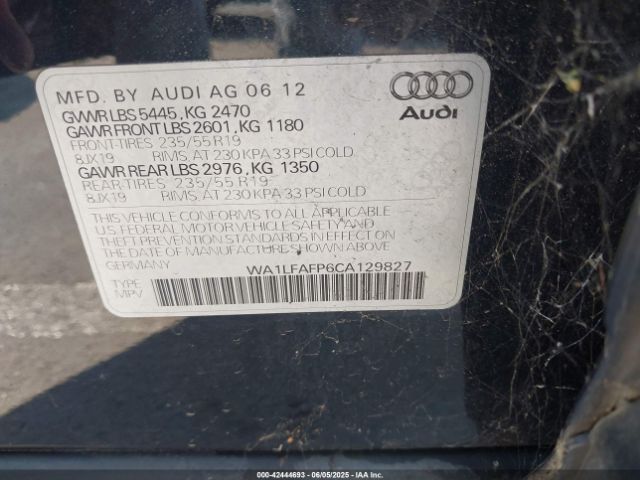 2012 AUDI Q5 WA1LFAFP6CA129827 Photo 8