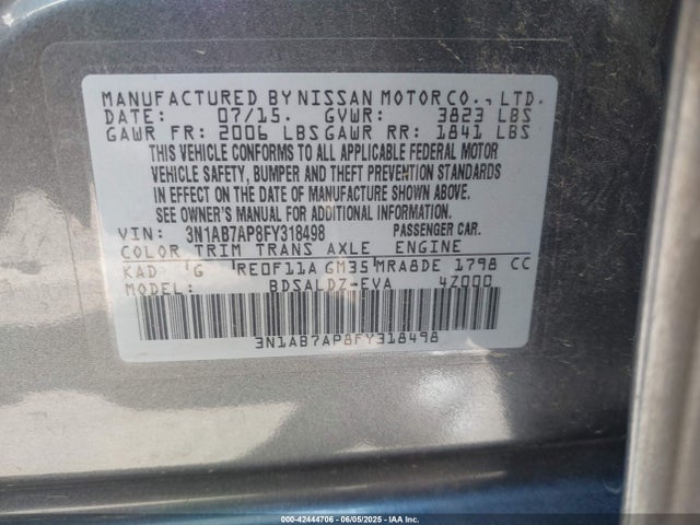 3N1AB7AP8FY318498 Nissan Sentra Fe+ S/s/sl/sr/sv