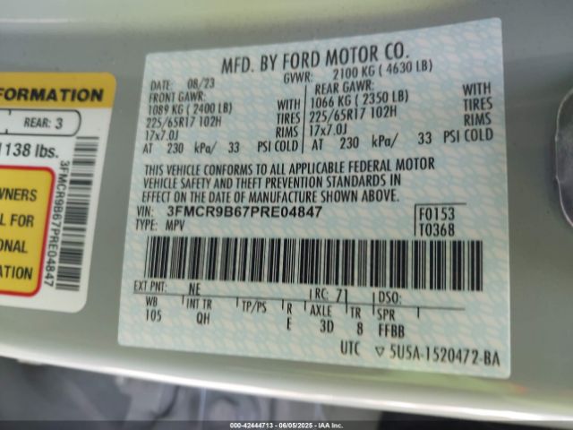 2023 FORD BRONCO SPORT 3FMCR9B67PRE04847 Photo 8