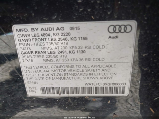 2016 AUDI Q3 WA1EFCFSXGR006063 Photo 8