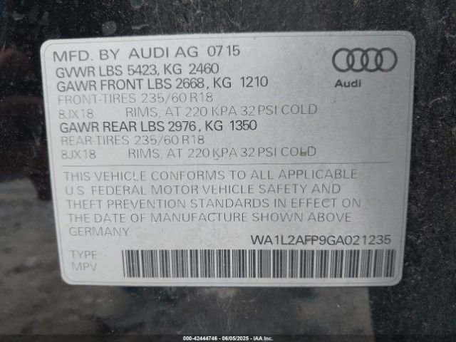 WA1L2AFP9GA021235 Audi Q5 2.0t Premium