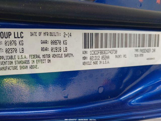 1C3CDFBB3ED743730 Dodge DART SXT
