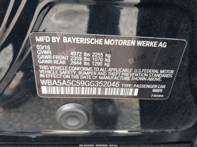 WBA5A5C59GG352046 BMW 528I