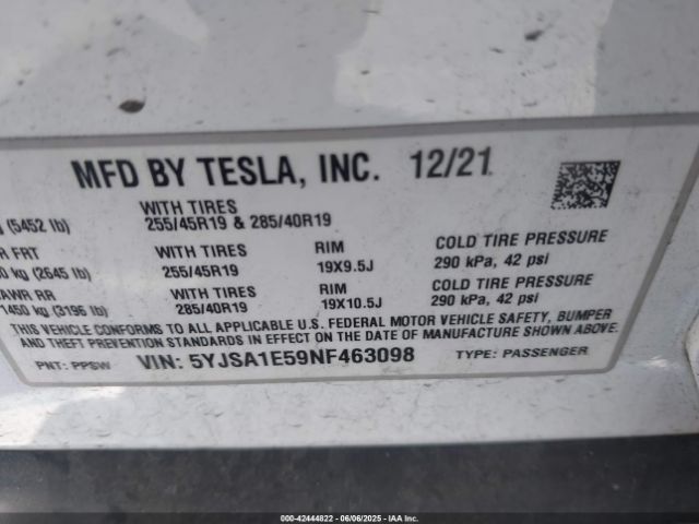 5YJSA1E59NF463098 Tesla Model S Dual Motor All-wheel Drive