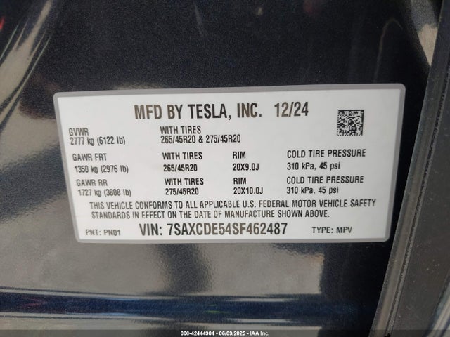 2025 TESLA MODEL X 7SAXCDE54SF462487 Photo 8