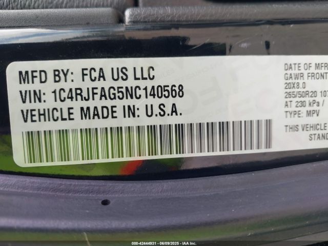 2022 JEEP GRAND CHEROKEE WK 1C4RJFAG5NC140568 Photo 8