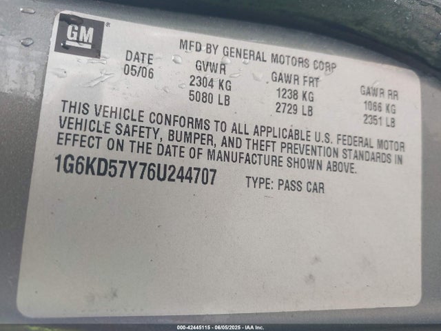2006 CADILLAC DTS 1G6KD57Y76U244707 Photo 8