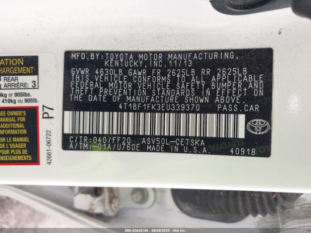 4T1BF1FK3EU339370 Toyota 2ar-fe