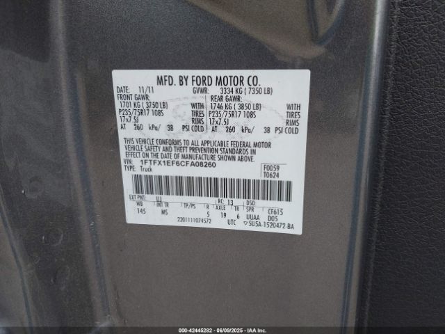 2012 FORD F-150 1FTFX1EF6CFA08260 Photo 8