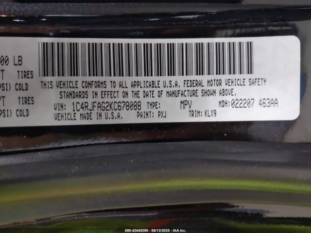 2019 JEEP GRAND CHEROKEE 1C4RJFAG2KC678088 Photo 8