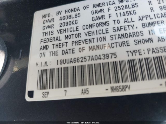 2007 ACURA TL 19UUA66257A043975 Photo 8