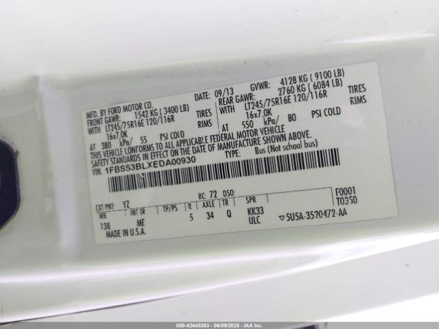 1FBSS3BLXEDA00930 Ford E-350 Super Duty Xlt