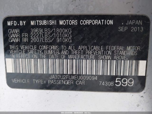 2014 MITSUBISHI LANCER JA32U2FUXEU009094 Photo 8