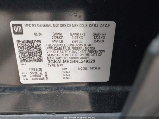 3GKALMEG4RL249320 GMC lsd