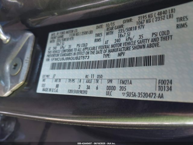 2016 FORD ESCAPE 1FMCU9J99GUB27573 Photo 8