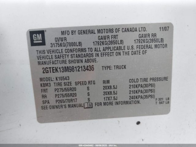 2008 GMC SIERRA 1500 2GTEK13M981213436 Photo 8