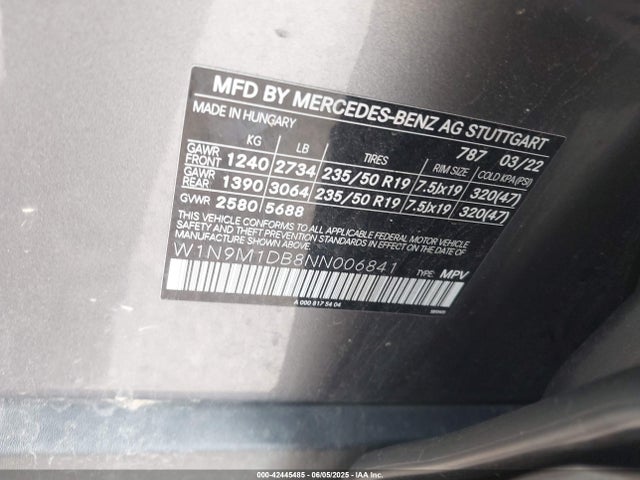 W1N9M1DB8NN006841 Mercedes-Benz electric motor