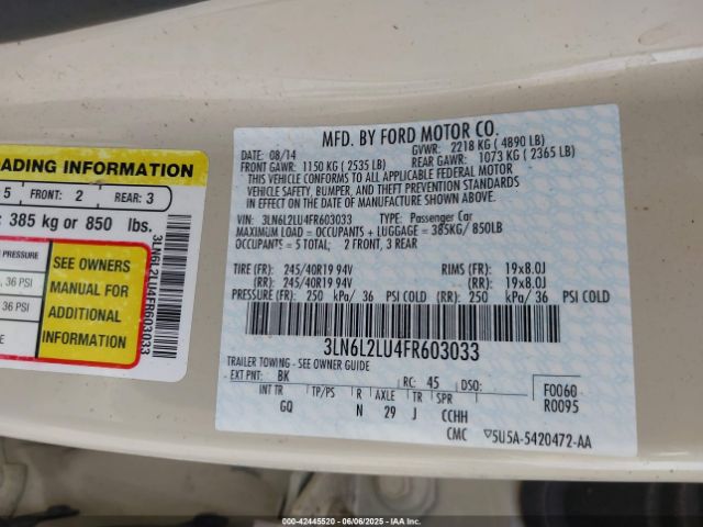 3LN6L2LU4FR603033 Lincoln MKZ HYBRID
