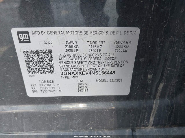 3GNAXXEV4NS156448 Chevrolet lyx