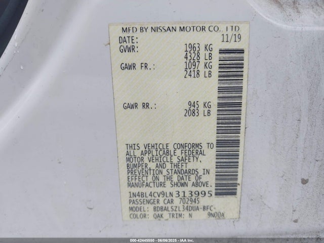 Nissan 2020 2020 1N4BL4CV9LN313995 Image 9