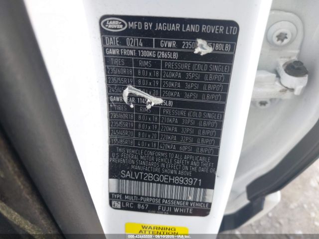 2014 LAND ROVER RANGE ROVER EVOQUE SALVT2BG0EH893971 Photo 8