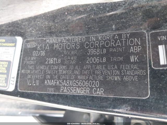 KNAFK5A8XG5606020 KIA FORTE LX