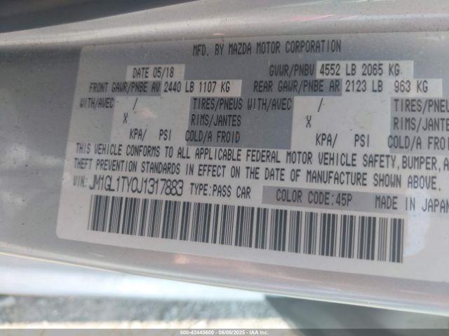 2018 MAZDA MAZDA6 JM1GL1TY0J1317883 Photo 8