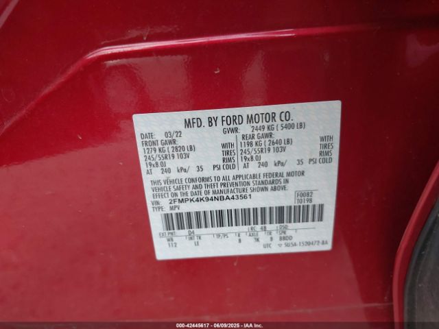 2022 FORD EDGE 2FMPK4K94NBA43561 Photo 8