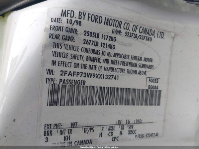 1999 FORD CROWN VICTORIA 2FAFP73W9XX132741 Photo 8
