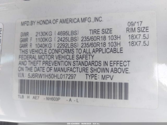 2017 HONDA CR-V 5J6RW1H50HL017297 Photo 8