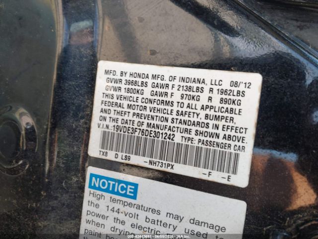 2013 ACURA ILX HYBRID 19VDE3F76DE301242 Photo 8