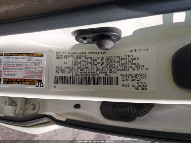 2005 LEXUS GX 470 JTJBT20X250090863 Photo 8